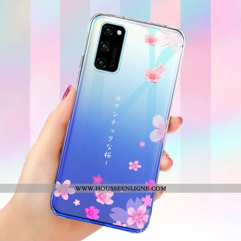 Housse Honor View30 Fluide Doux Silicone Incassable Ballon Créatif Bleu Coque