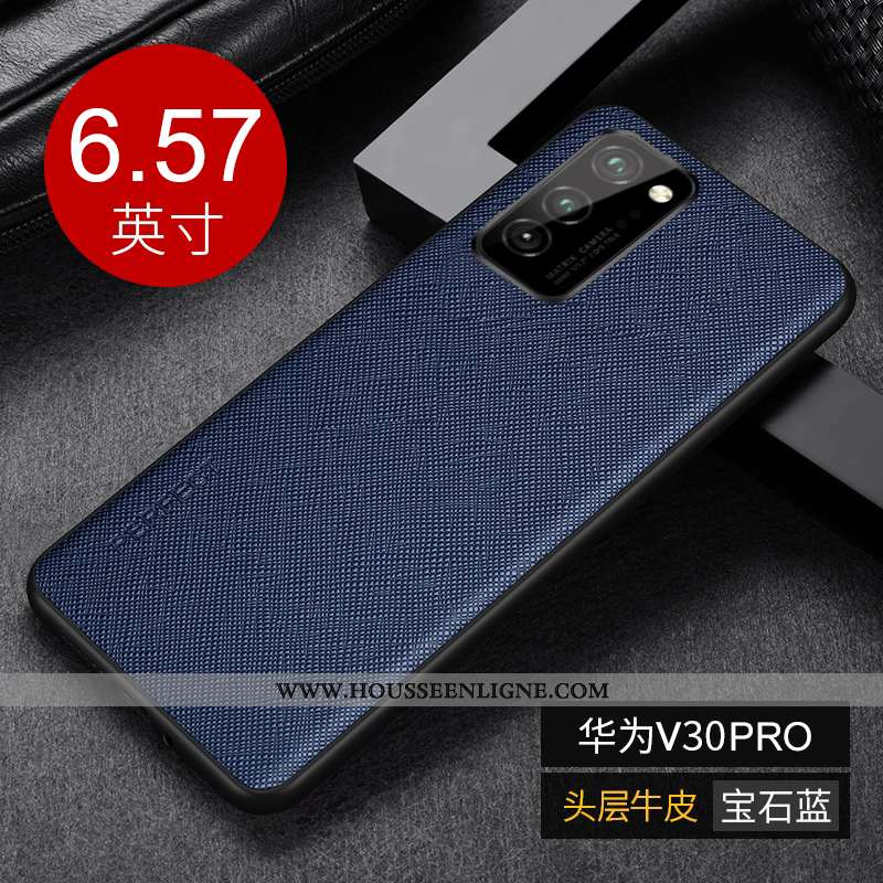 Housse Honor View30 Pro Luxe Personnalité Cuir Véritable Protection Noir Téléphone Portable Créatif
