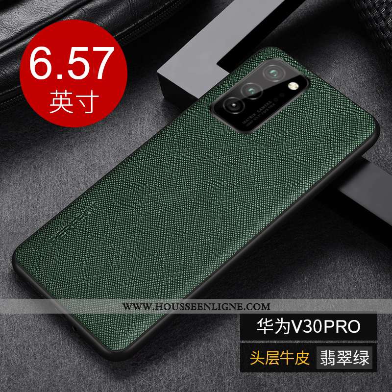 Housse Honor View30 Pro Luxe Personnalité Cuir Véritable Protection Noir Téléphone Portable Créatif