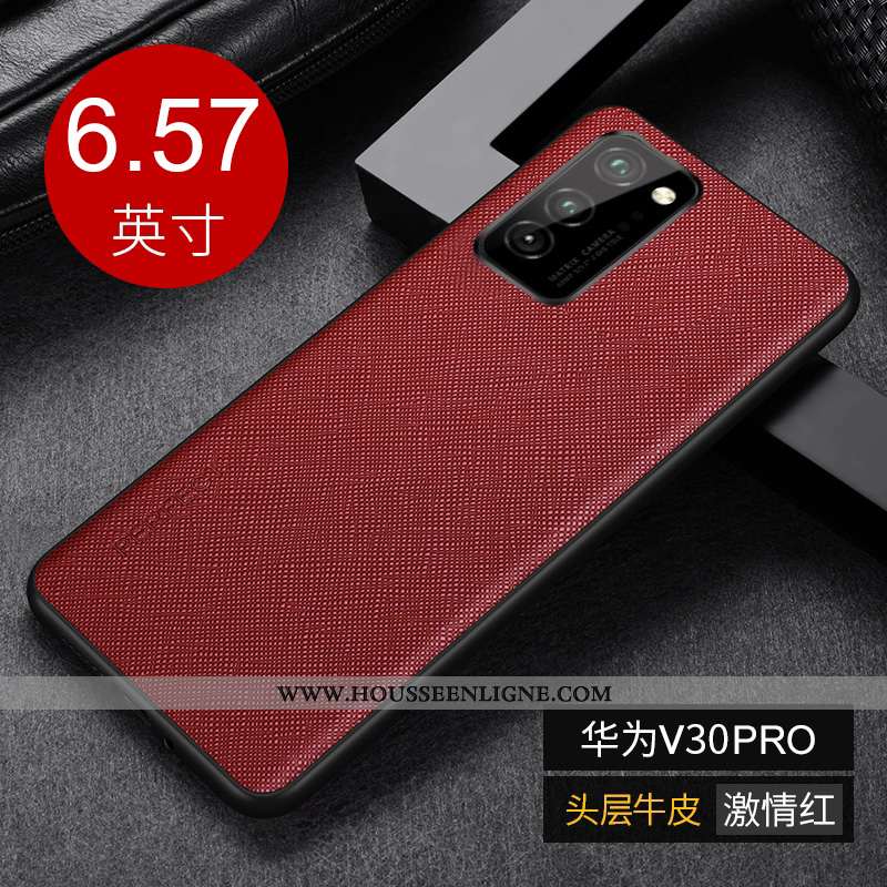 Housse Honor View30 Pro Luxe Personnalité Cuir Véritable Protection Noir Téléphone Portable Créatif