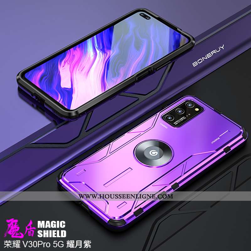 Housse Honor View30 Pro Métal Délavé En Daim Silicone Incassable Violet Étui Ultra