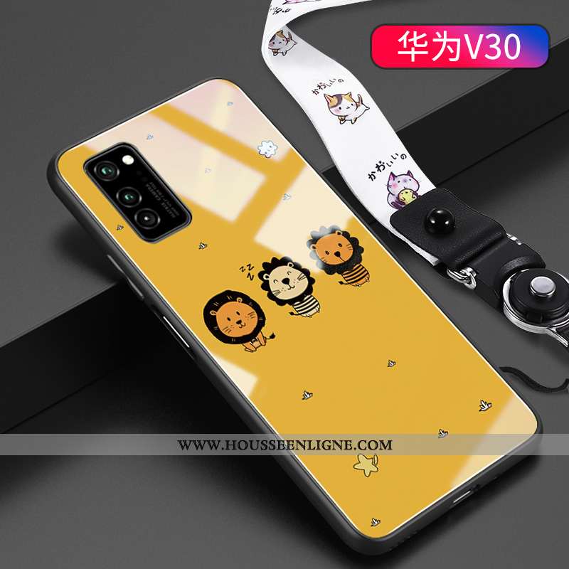 Housse Honor View30 Pro Personnalité Créatif Incassable Légère Coque Jaune Net Rouge