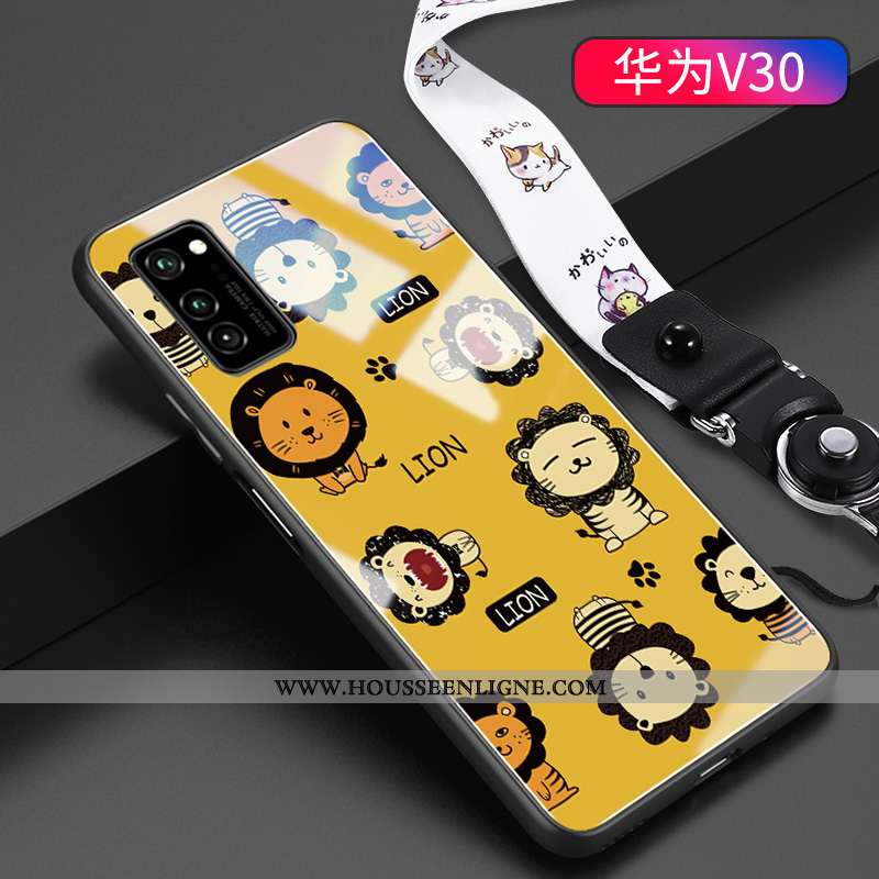 Housse Honor View30 Pro Personnalité Créatif Incassable Légère Coque Jaune Net Rouge