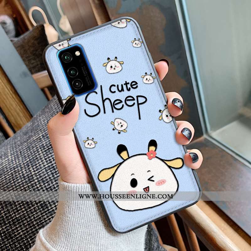 Housse Honor View30 Silicone Protection Cuir Bleu Téléphone Portable Gaufrage Coque