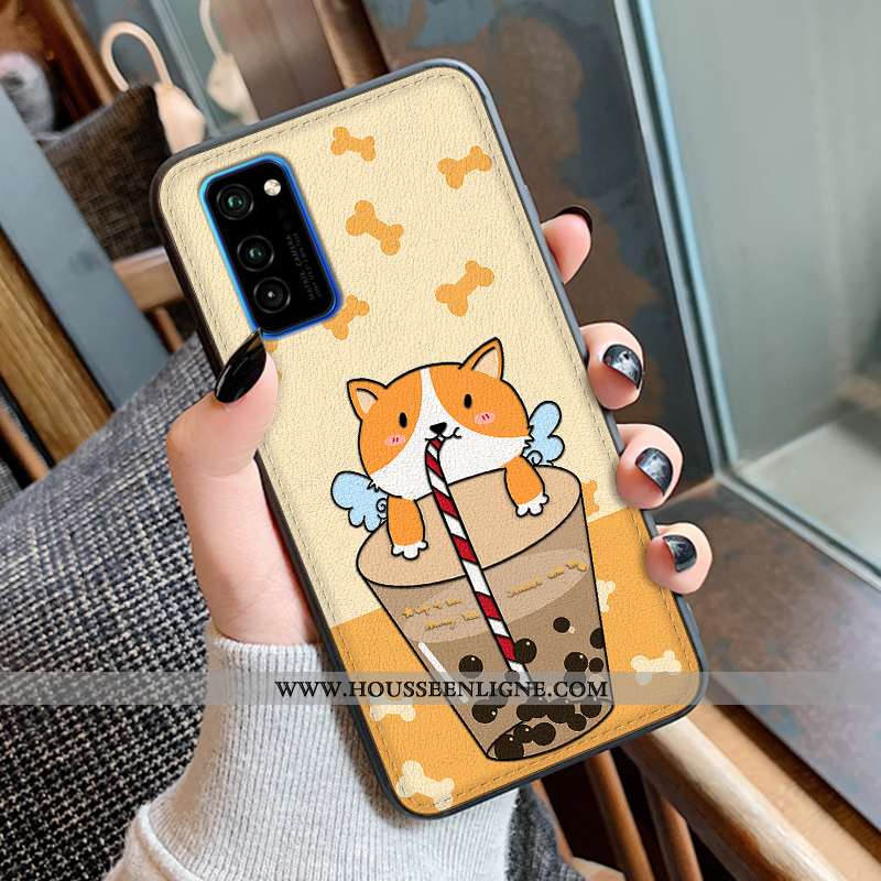 Housse Honor View30 Silicone Protection Cuir Bleu Téléphone Portable Gaufrage Coque