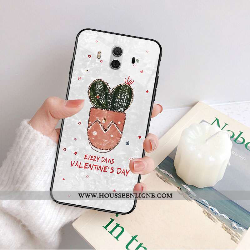 Housse Huawei Mate 10 Créatif Dessin Animé Nouveau Étui Miroir Vent Verre Rose