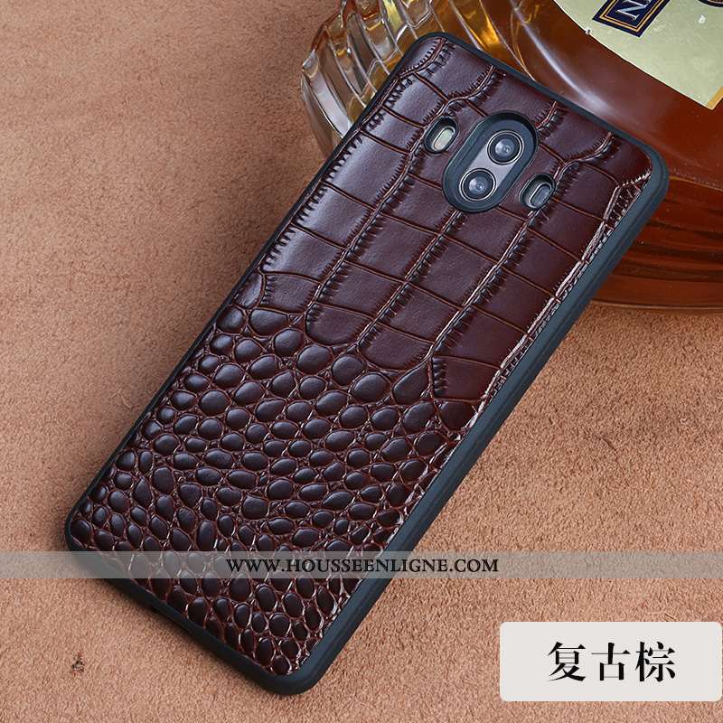 Housse Huawei Mate 10 Cuir Cuir Véritable Qualité Vin Rouge Étui Personnalisé Véritable Bordeaux