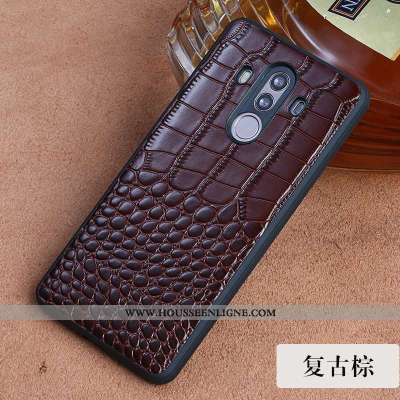 Housse Huawei Mate 10 Cuir Cuir Véritable Qualité Vin Rouge Étui Personnalisé Véritable Bordeaux