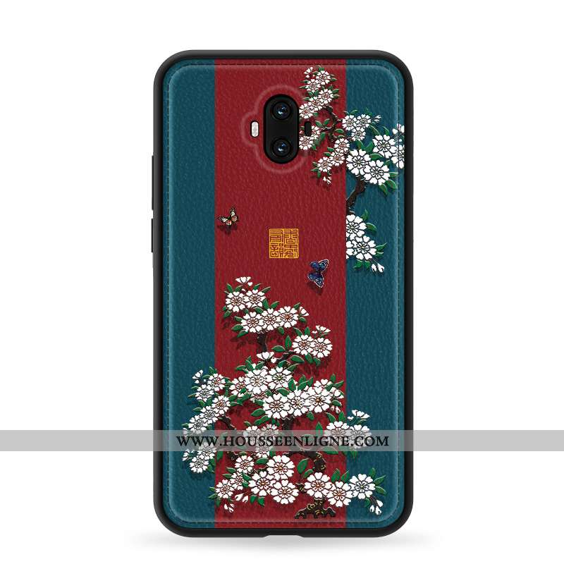 Housse Huawei Mate 10 Gaufrage Tendance Style Chinois Silicone Téléphone Portable Mode Étui Bleu Fon