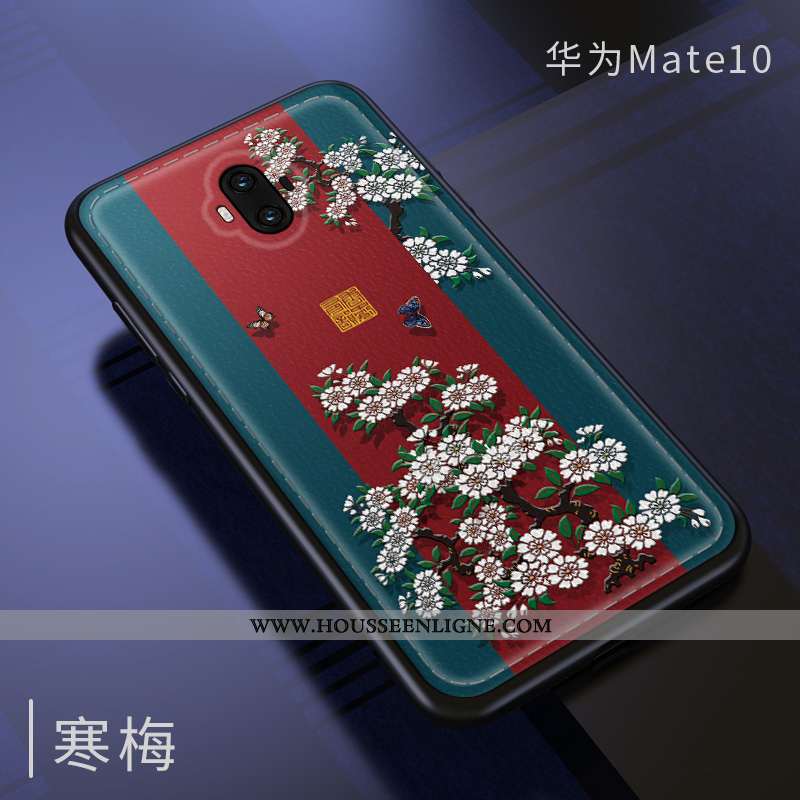 Housse Huawei Mate 10 Gaufrage Tendance Style Chinois Silicone Téléphone Portable Mode Étui Bleu Fon