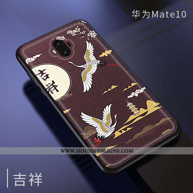 Housse Huawei Mate 10 Gaufrage Tendance Style Chinois Silicone Téléphone Portable Mode Étui Bleu Fon