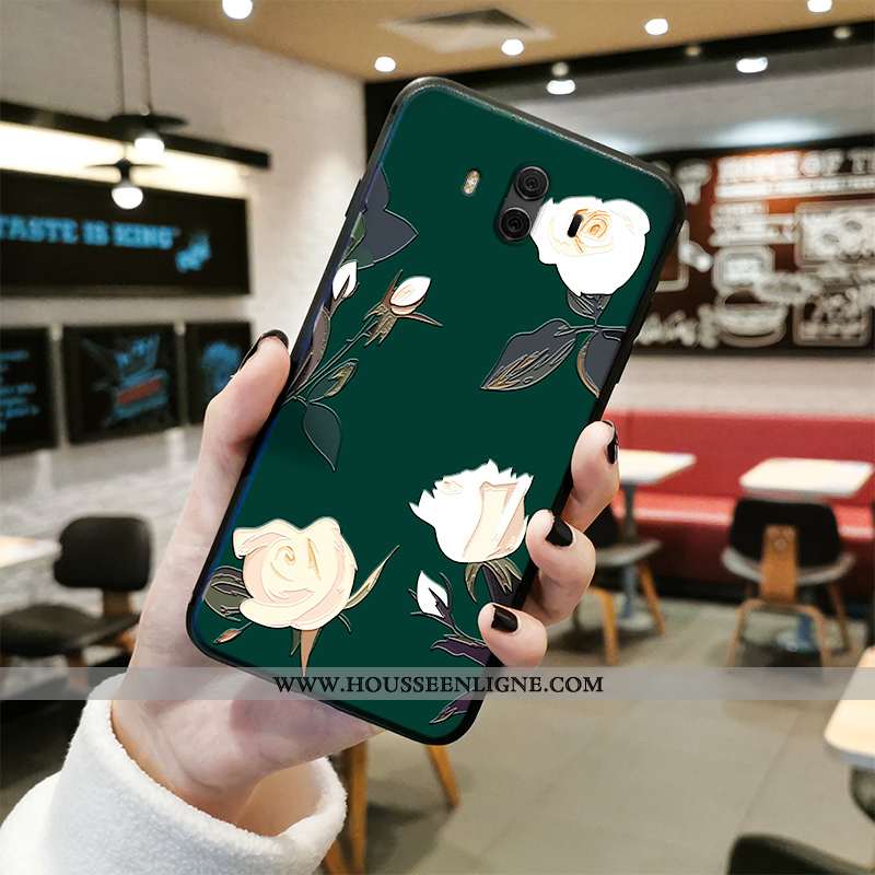 Housse Huawei Mate 10 Gaufrage Vintage Personnalité Délavé En Daim Incassable Vert Tendance Verte