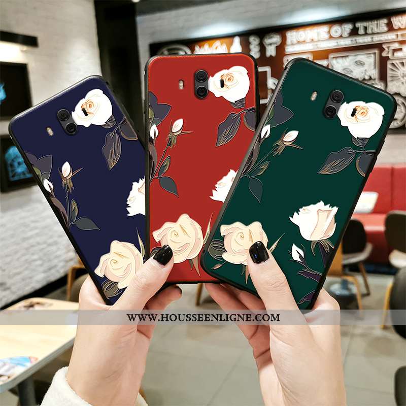 Housse Huawei Mate 10 Gaufrage Vintage Personnalité Délavé En Daim Incassable Vert Tendance Verte
