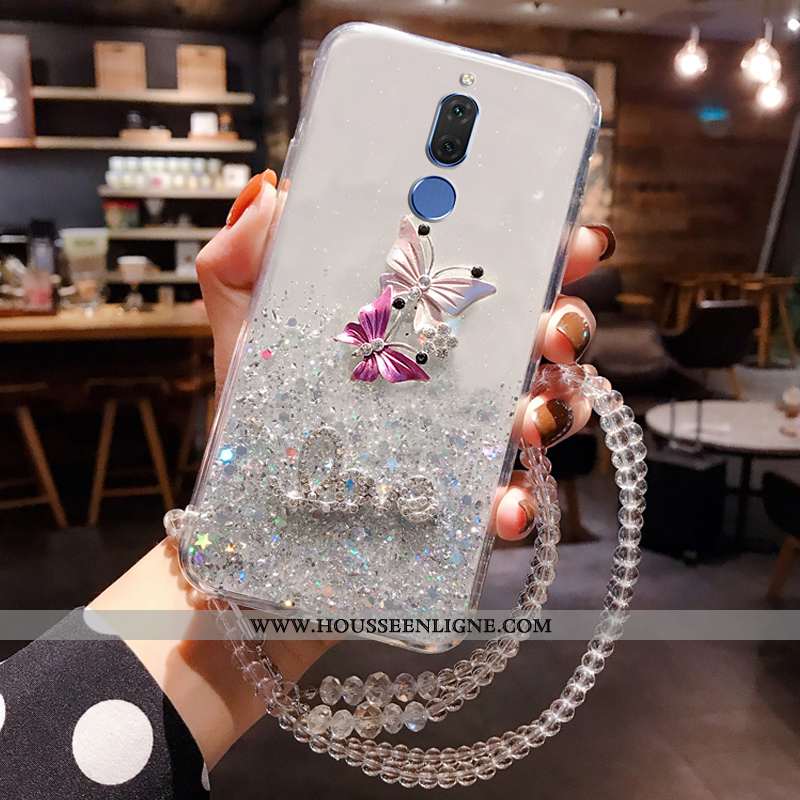 Housse Huawei Mate 10 Lite Silicone Incruster Strass Fluide Doux Téléphone Portable Rose Coque Bleu