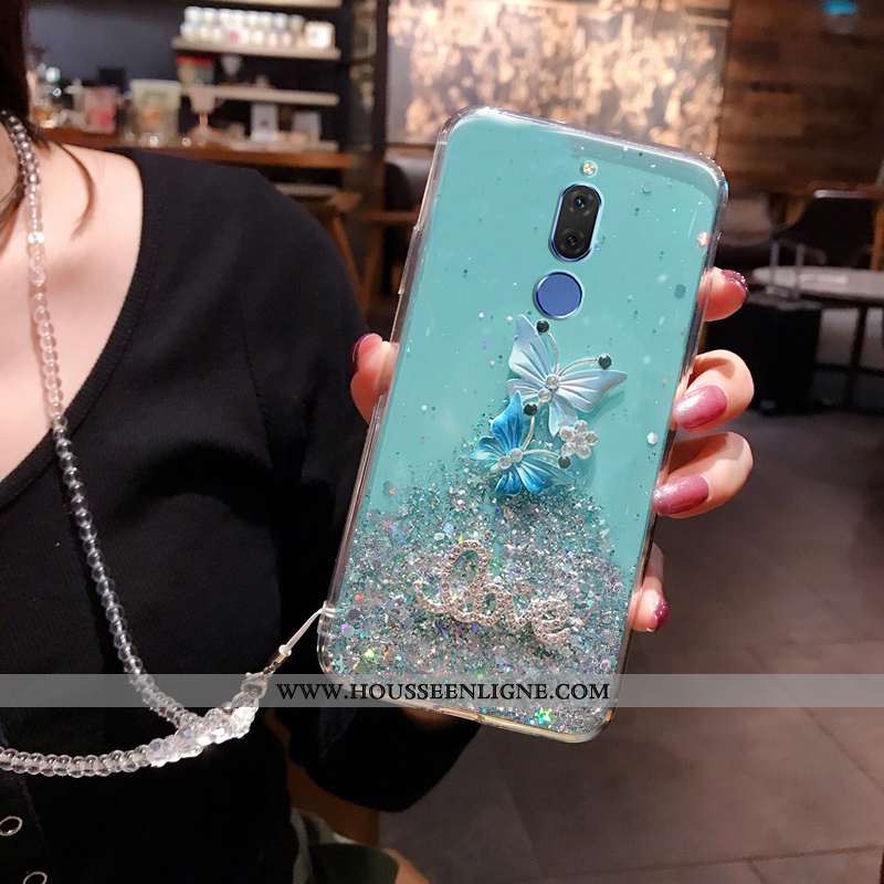 Housse Huawei Mate 10 Lite Silicone Incruster Strass Fluide Doux Téléphone Portable Rose Coque Bleu