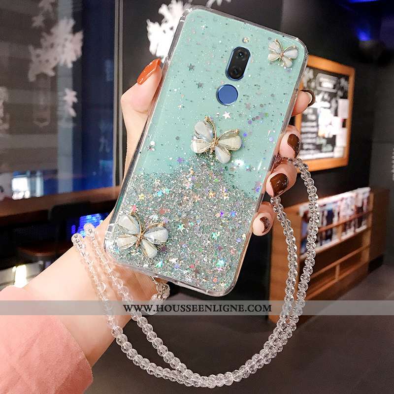Housse Huawei Mate 10 Lite Silicone Incruster Strass Fluide Doux Téléphone Portable Rose Coque Bleu