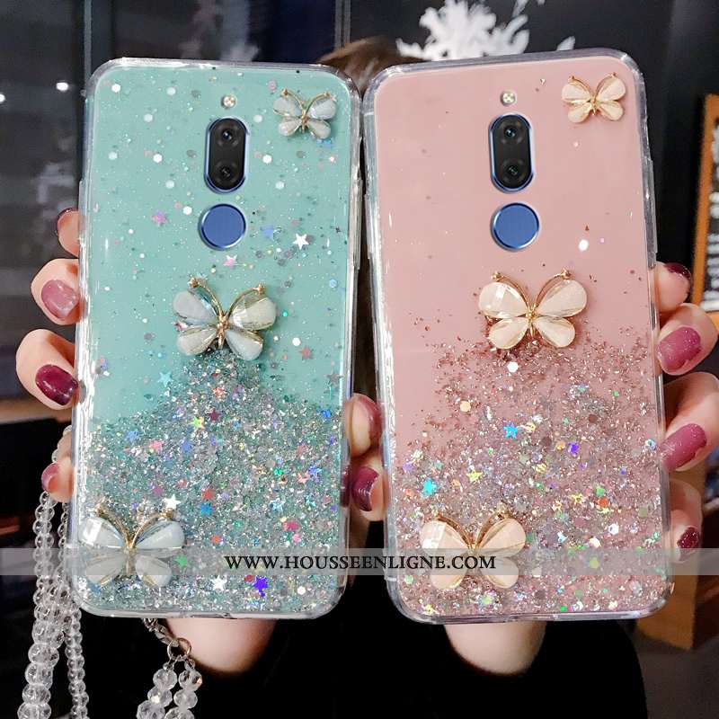 Housse Huawei Mate 10 Lite Silicone Incruster Strass Fluide Doux Téléphone Portable Rose Coque Bleu