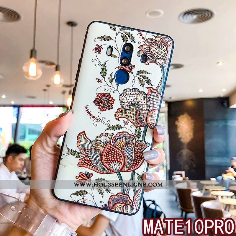 Housse Huawei Mate 10 Pro Ornements Suspendus Gaufrage Silicone Blanc Protection Coque Fluide Doux B