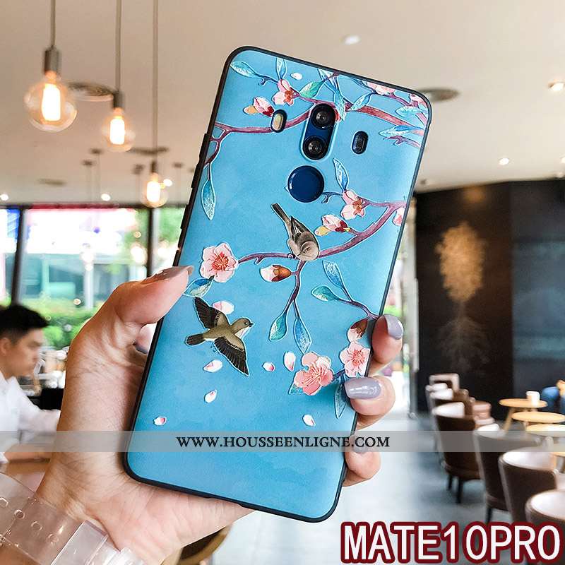Housse Huawei Mate 10 Pro Ornements Suspendus Gaufrage Silicone Blanc Protection Coque Fluide Doux B