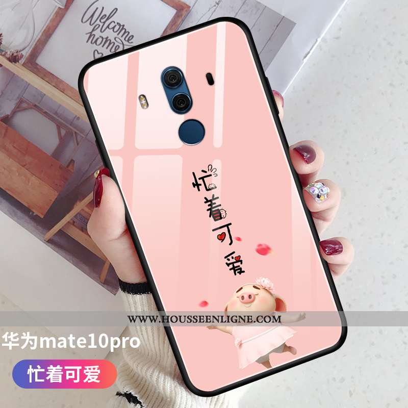 Housse Huawei Mate 10 Pro Ultra Tendance Verre Créatif Coque Petit Téléphone Portable Rose