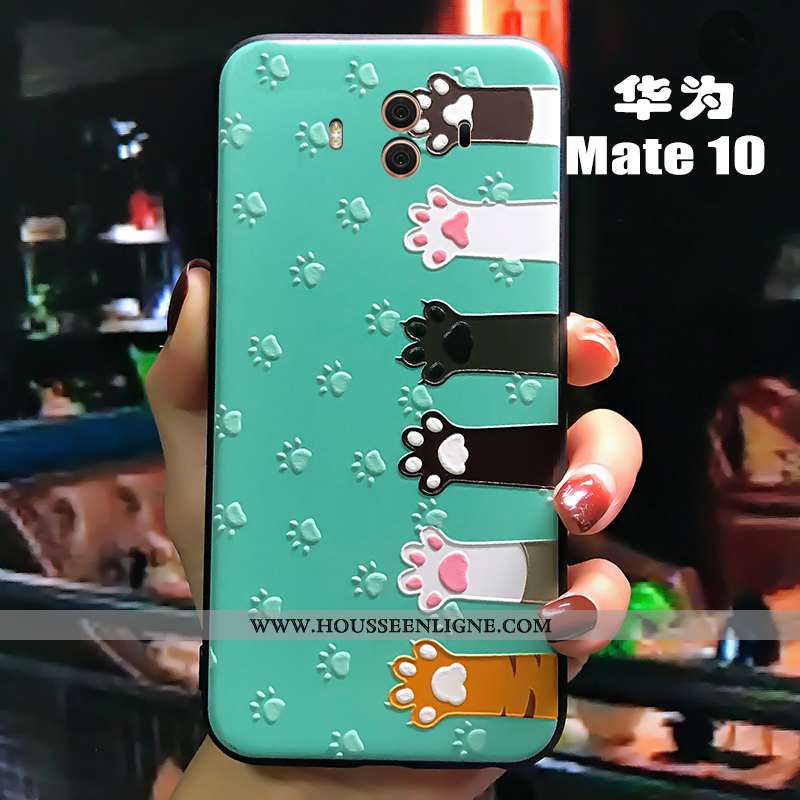 Housse Huawei Mate 10 Silicone Délavé En Daim Créatif Vert Antidérapant Étui Fluide Doux Verte