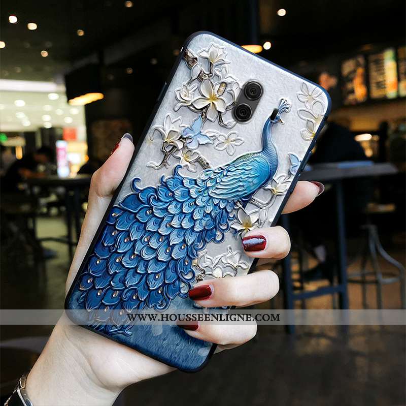Housse Huawei Mate 10 Vintage Tendance Gaufrage Ethnique Étui Fluide Doux Téléphone Portable Violet