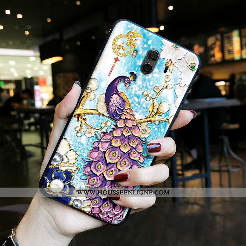 Housse Huawei Mate 10 Vintage Tendance Gaufrage Ethnique Étui Fluide Doux Téléphone Portable Violet