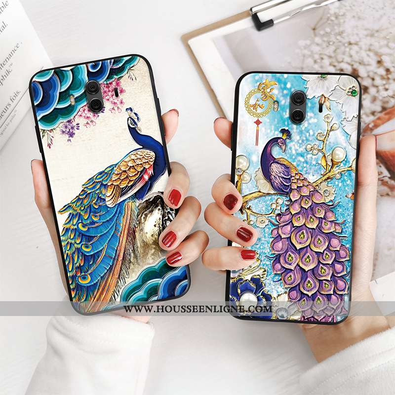 Housse Huawei Mate 10 Vintage Tendance Gaufrage Ethnique Étui Fluide Doux Téléphone Portable Violet