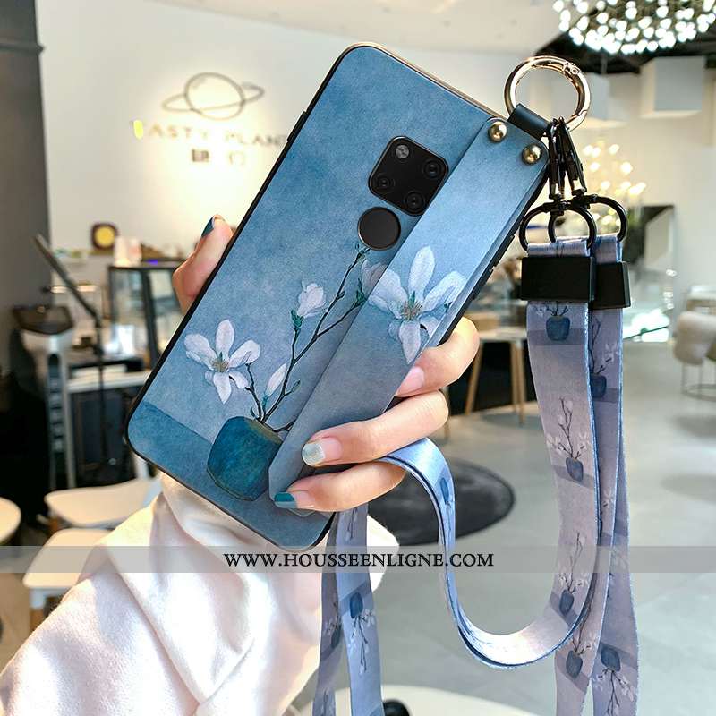 Housse Huawei Mate 20 Fluide Doux Silicone Art Frais Petit Protection Étui Bleu