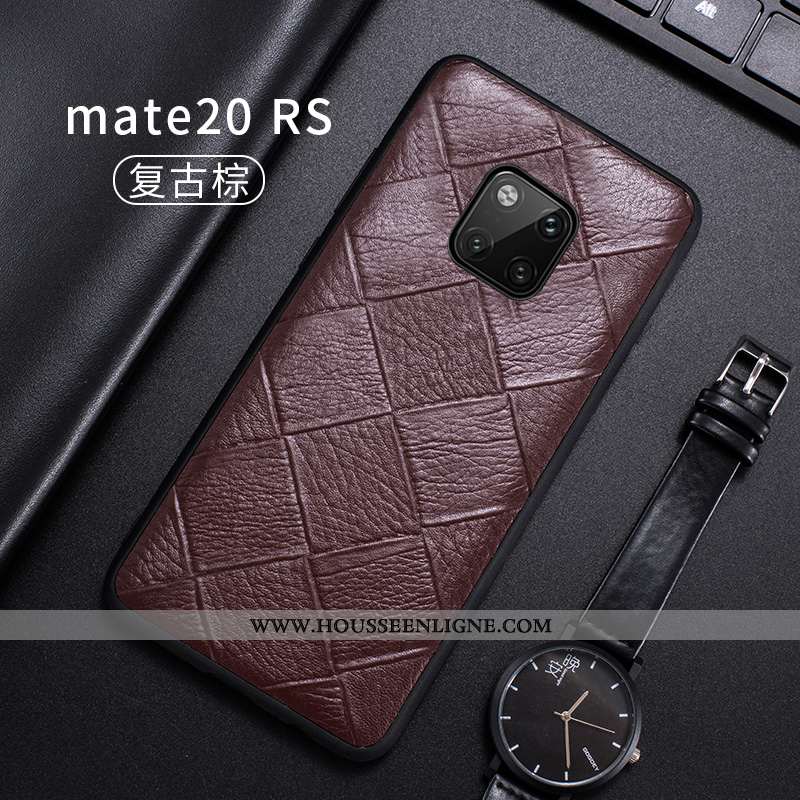 Housse Huawei Mate 20 Rs Cuir Véritable Ultra Incassable Tout Compris Bovins Fluide Doux Luxe Marron