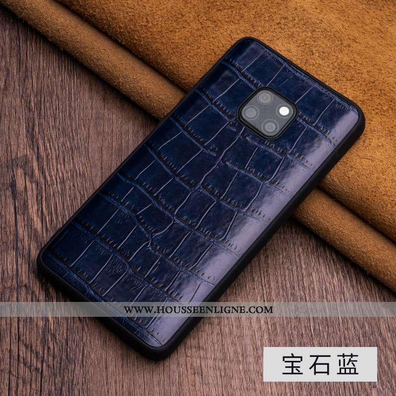 Housse Huawei Mate 20 Rs Luxe Cuir Véritable Cuir Business Coque Étui Téléphone Portable Bleu