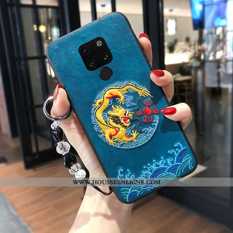 Housse Huawei Mate 20 X Silicone Broderie Rouge Téléphone Portable Style Chinois Amoureux Tendance