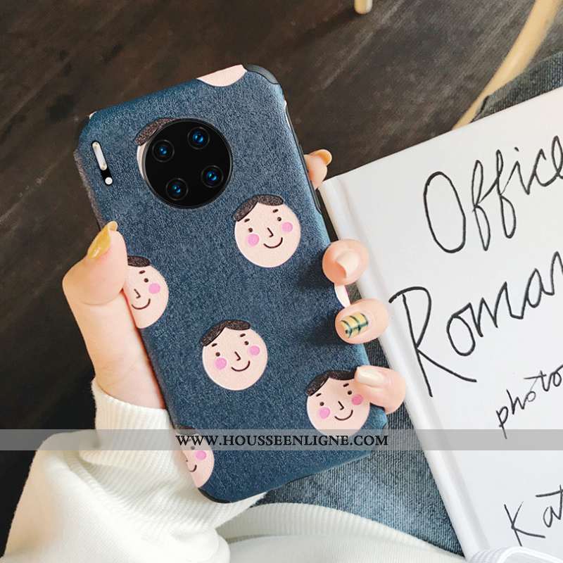 Housse Huawei Mate 30 Fluide Doux Délavé En Daim Original Rouge Dessin Animé Gaufrage Tendance