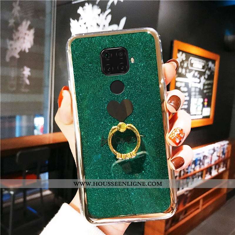 Housse Huawei Mate 30 Lite Personnalité Fluide Doux Vert Rose Étui Téléphone Portable Une Agrafe Ver