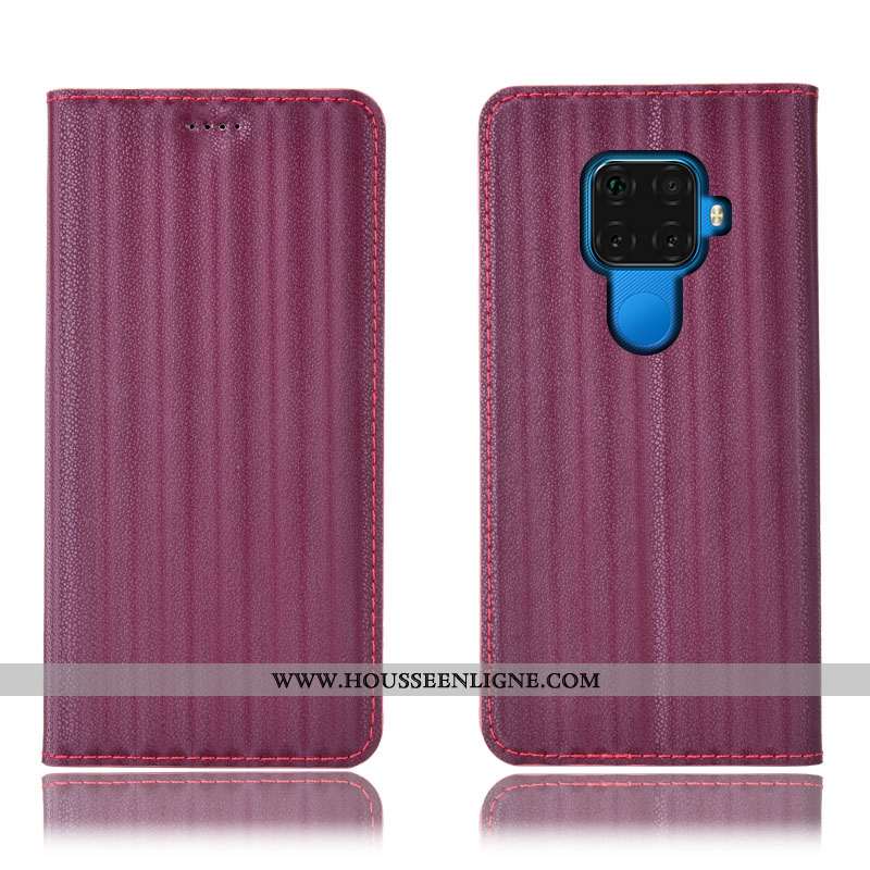 Housse Huawei Mate 30 Lite Protection Cuir Véritable Incassable Coque Modèle Fleurie Bleu Marin Dégr