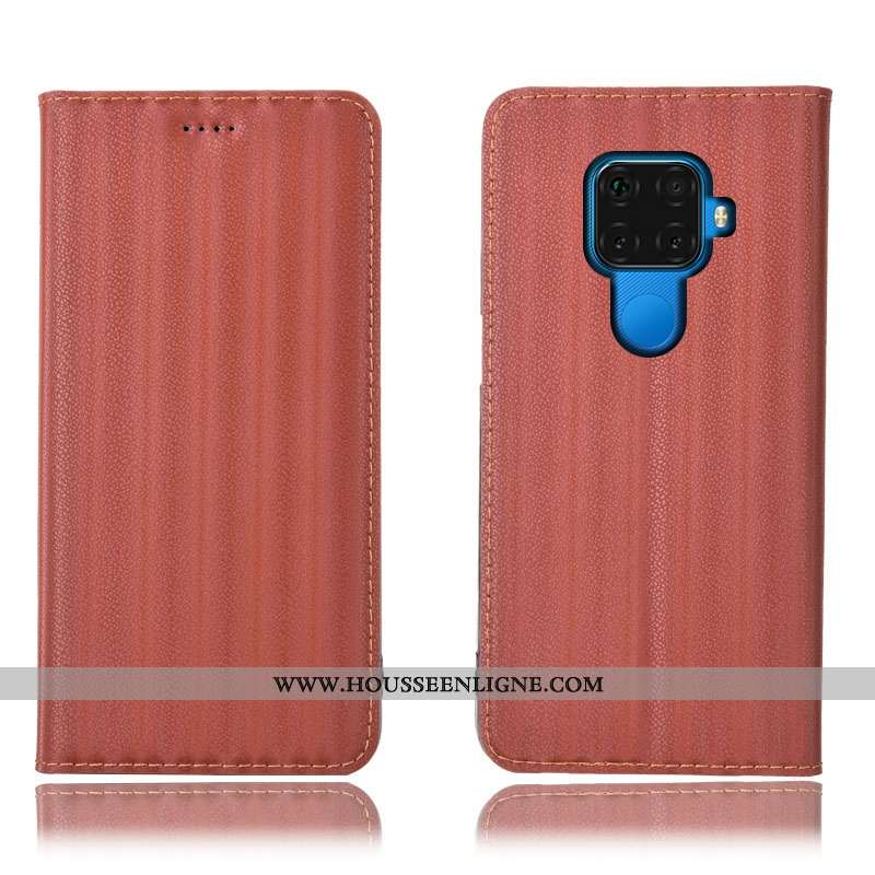 Housse Huawei Mate 30 Lite Protection Cuir Véritable Incassable Coque Modèle Fleurie Bleu Marin Dégr
