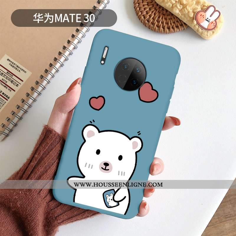 Housse Huawei Mate 30 Légère Silicone Étui Coque Téléphone Portable Charmant Amour Bleu