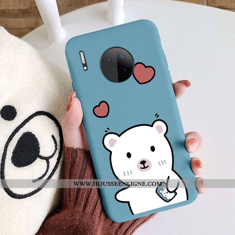Housse Huawei Mate 30 Légère Silicone Étui Coque Téléphone Portable Charmant Amour Bleu