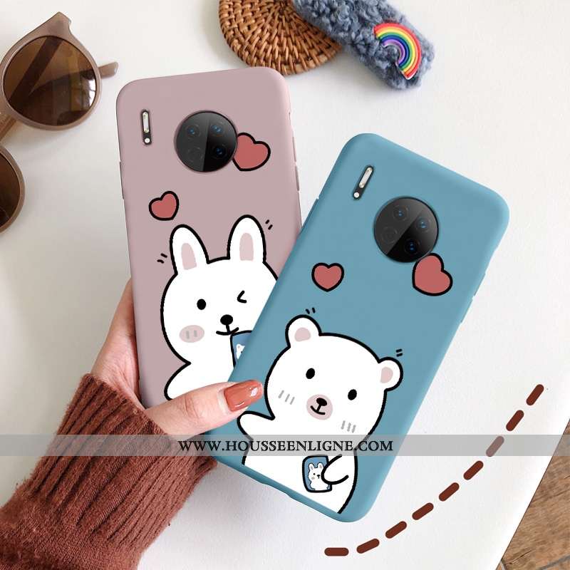 Housse Huawei Mate 30 Légère Silicone Étui Coque Téléphone Portable Charmant Amour Bleu