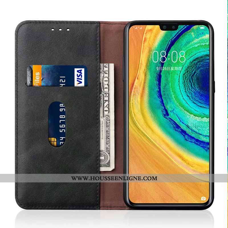 Housse Huawei Mate 30 Mode Protection Étui Cuir Véritable Incassable Tendance Marron