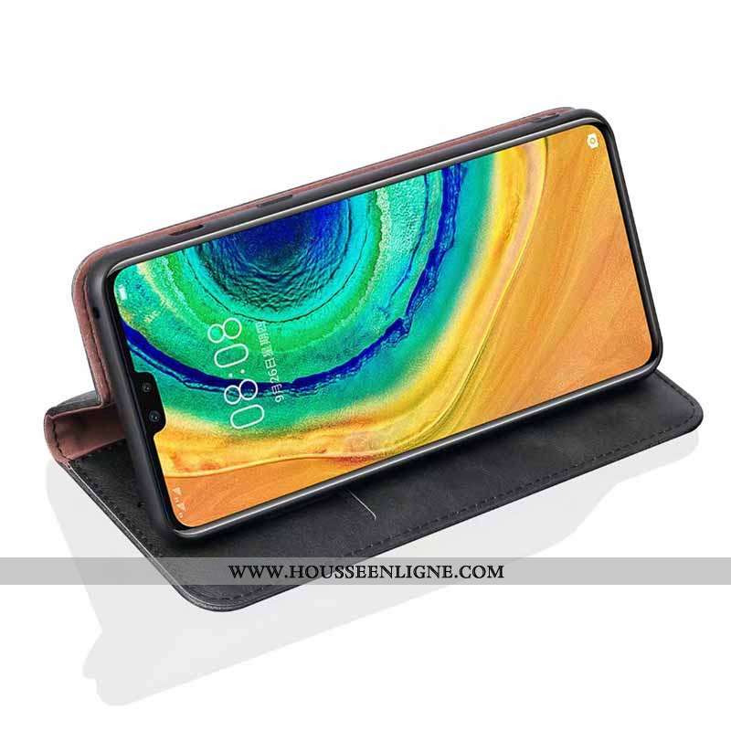 Housse Huawei Mate 30 Mode Protection Étui Cuir Véritable Incassable Tendance Marron
