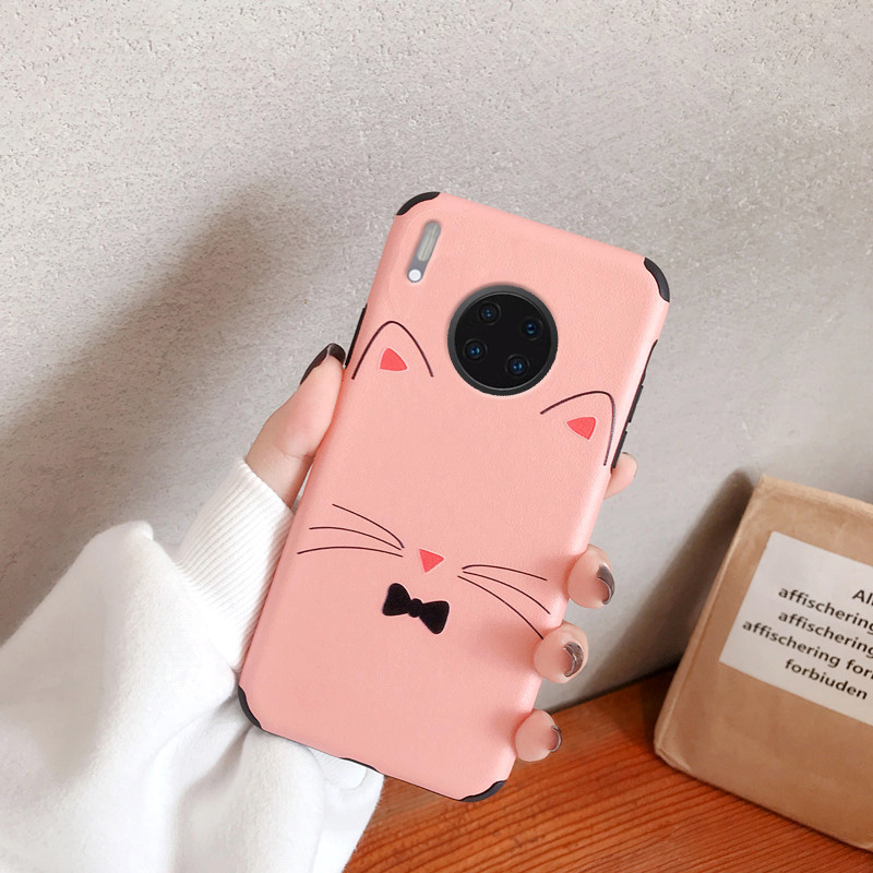 Housse Huawei Mate 30 Pro Charmant Protection Téléphone Portable Étui Chat Créatif Antidérapant Rose