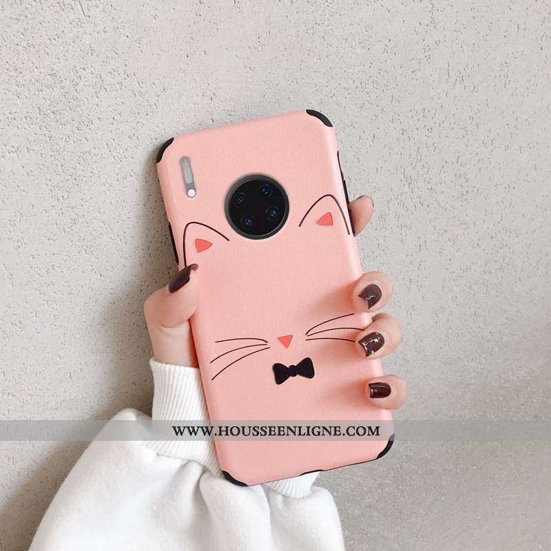 Housse Huawei Mate 30 Pro Charmant Protection Téléphone Portable Étui Chat Créatif Antidérapant Rose