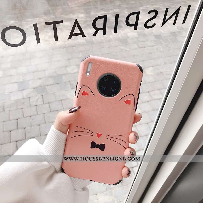 Housse Huawei Mate 30 Pro Charmant Protection Téléphone Portable Étui Chat Créatif Antidérapant Rose