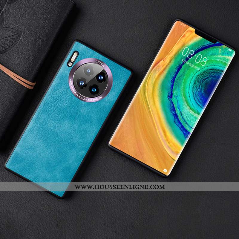 Housse Huawei Mate 30 Pro Délavé En Daim Personnalité Étui Tout Compris Luxe Cuir Net Rouge Orange