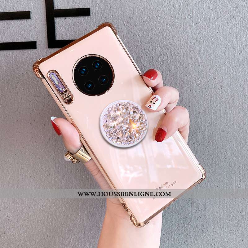 Housse Huawei Mate 30 Pro Fluide Doux Silicone Tout Compris Incassable Luxe Tendance Strass Blanche