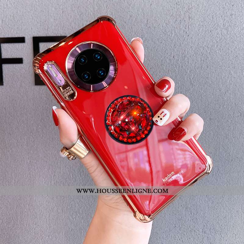Housse Huawei Mate 30 Pro Fluide Doux Silicone Tout Compris Incassable Luxe Tendance Strass Blanche
