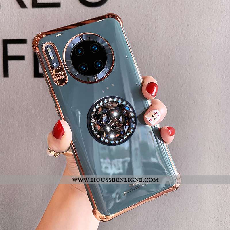 Housse Huawei Mate 30 Pro Fluide Doux Silicone Tout Compris Incassable Luxe Tendance Strass Blanche