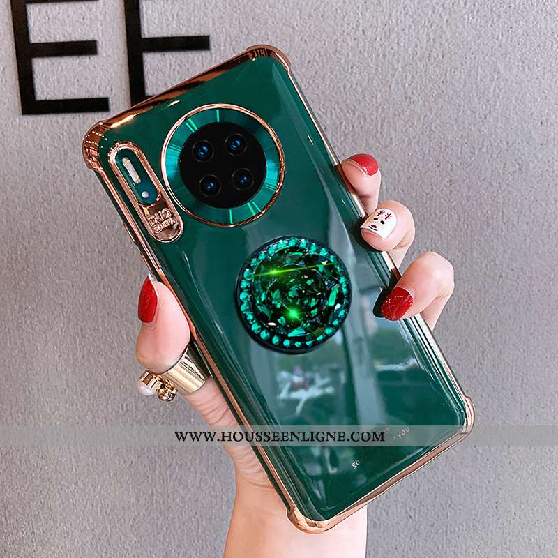 Housse Huawei Mate 30 Pro Fluide Doux Silicone Tout Compris Incassable Luxe Tendance Strass Blanche