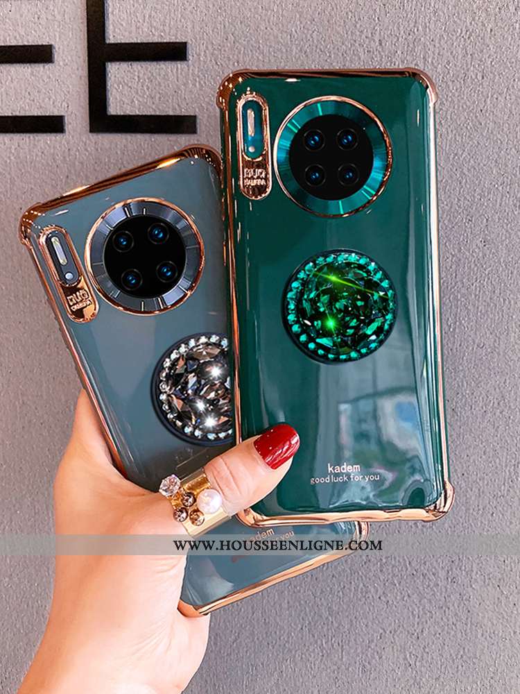 Housse Huawei Mate 30 Pro Fluide Doux Silicone Tout Compris Incassable Luxe Tendance Strass Blanche